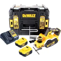 DeWalt DCP 580 P2 18 V Rabot sans fil 82 mm avec boîtier TSTAK VI + 2x Batteries DCB 184 5,0 Ah + 1x Chargeur DCB 115