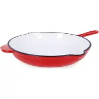Echtwerk Poêle à frire en fonte avec revêtement émaillé Poêle en fonte avec deux poignées Crème, Ø 26,5 cm, Couleur:Rouge