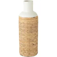 J-Line Vase tissage terracota/rotin blanc/naturel