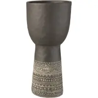 J-Line Pot creux decoration etnhic ciment gris large
