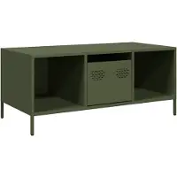vidaXL Table basse vert olive 101,5x50x43,5 cm Acier laminé à froid