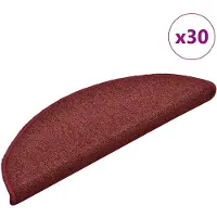vidaXL Tapis d'escalier 30 pièces 56 x 17 x 3 cm Bordeaux Demi-rond