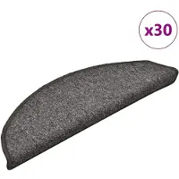 vidaXL Tapis d'escalier 30 pièces 56 x 17 x 3 cm Gris foncé Demi-rond