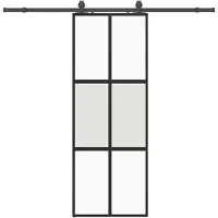vidaXL Porte coulissante avec ferrure noire 76x205 cm verre trempé