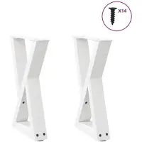 vidaXL Pieds de table basse 2 pcs. Blanc 38x(42-43,3) cm Acier