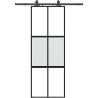 vidaXL Porte coulissante avec ferrure noire 76x205 cm verre trempé