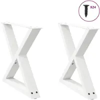 vidaXL Pieds de table basse 2 pcs. Blanc 60x(42-43,3) cm Acier