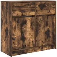 vidaXL Sideboard avec tiroir chêne fumé 80x34x76 cm bois composite