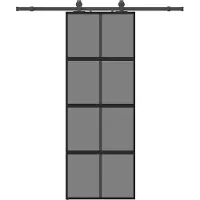 vidaXL Porte coulissante avec ferrure noire 76x205 cm verre trempé