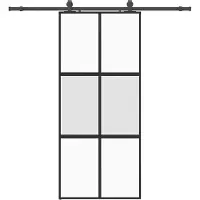 vidaXL Porte coulissante avec ferrure noire 90x205 cm verre trempé