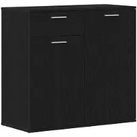 vidaXL Sideboard noir imitation chêne 80x36x75 cm bois composite
