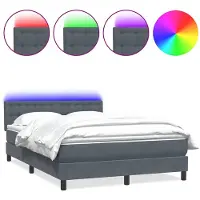 vidaXL Lit boxspring avec matelas & LED gris foncé 160x210 cm velours