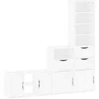 vidaXL Meuble-paroi 4 pièces avec espace de rangement ODDA blanc pin massif