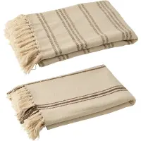 J-Line Plaid lignes coton recycle coton blanc /marron assortiment de 2