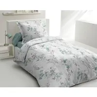 HOME LINGE PASSION POMPADOUR Parure de lit 140x200 cm : housse de couette + 1 taie d'oreiller - 100% coton, 57 fils par pouce - Vert