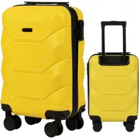 Famanu Petite valise de voyage 28 L, valise à roulettes légère, jaune, 51 x 33 x 19 cm
