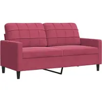 vidaXL Canapé 2 places avec oreillers bordeaux 140 cm velours