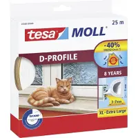 TESA Boudin de porte - - Moll 7 - Blanc - 25 m X 9 mm - Économie d'énergie 40%