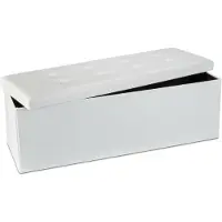 Relaxdays Tabouret Pliable Pratique, Boîte De Rangement, Avec Couvercle, Xl, H X L X P : 38 X 114 X 38 Cm, Blanc