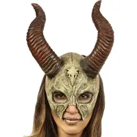 Ghoulish Mythical Skull Mask With Horns Beige