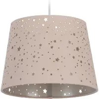 Relaxdays Lampe pour chambre d'enfant « Étoiles », lampe suspendue à abat-jour pour filles, motif ciel étoilé, culot E27, abat-jour rond en tissu, rose