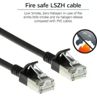 ACT Black 1 mètre LSZH U/FTP CAT6A datacenter slimline patch cable snagless with RJ45 connectors (DC7901)
