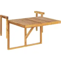 Beliani Table De Jardin 60 X 40 Cm Bois Solide Bois Clair Udine