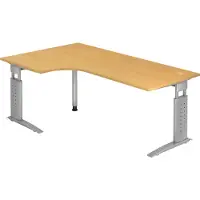 Hjh OFFICE PRO US82 höhenverstellbarer Schreibtisch buche L-Form