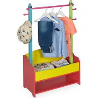 Relaxdays - Penderie Pour Enfants, Portant Vêtements Chambre, 4 Crochet, 2 Tiroirs, Hlp : 100,5x71x30 Cm, Multicolore
