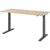 Hjh OFFICE PRO Bureau réglable en hauteur XMKA | 2 moteurs | 120-180 cm | électrique | chêne, Couleur du piètement:graphite, Dimension du plateau:180 x 80 cm
