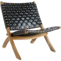Ebuy24 Perugia Fauteuil en cuir, noir.