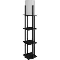 Opviq , Nora - Black, Lampadaire, noir, en MDF, 21 x 21 x 135 cm