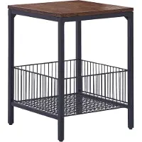 Beliani Table d'appoint en bois foncé avec panneau de particules noir 40 x 40 cm avec panier en métal plateau carré style salon industriel moderne