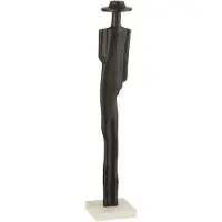 J-Line Statue personnage aluminium/marbre noir/blanc small