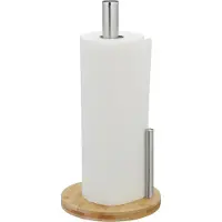 Relaxdays Porte-rouleau de cuisine, Distributeur d'essuie-tout, Argent, Marron
