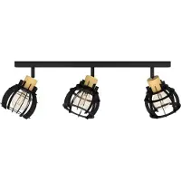 Eglo Plafonnier 3 lumières Stillington 1 noir avec du bois