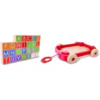 Hape Drag Cart With Stackable Blocks Rouge Enfants