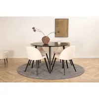 Ebuy24 DippØ115BLBL ensemble table, table noir et 4 Velvet Stitches chaises Velours beige.