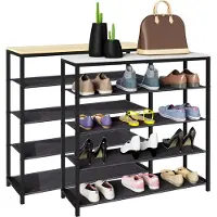 VCM bois,métal,étagère à chaussures,rangement pour chaussures,étagère,4,compartiments,Taliro