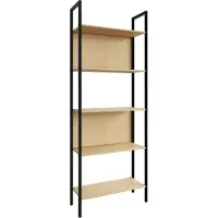 Hioshop bois, métal, rangement, stand, étagère, bibliothèque, déco, livres, étagère sur pied, flakos, 5
