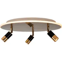 Lucide Plafonnier rond avec spots, doré et noir, JUBEL LED 5 W + 28 W,