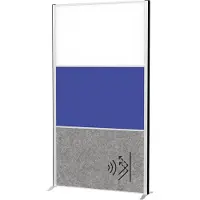 MAUL Système de cloisons MAULconnecto, modules enfichables, 1x tableau blanc, 1x voile acoustique, 1x surface textile, fixation velcro, H 1800 x L 1000 mm, argenté
