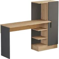En.casa Bureau avec armoire intégrée 'Varhalo' 120 x 153 x 40 cm aspect chêne / anthracite