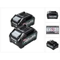 Makita 2x BL 4040 Kit de batteries 40 V max.4,0 Ah XGT Li-Ion Classe de protection IP64 + Affichage LED (2x 191B26-6)