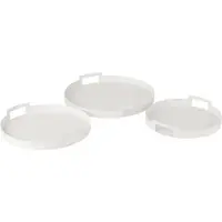 J-Line Set de 3 plateau rond metal blanc