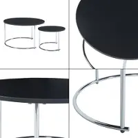 En.casa Table basse 'Christchurch' set de 2 tables gigognes piètement métal noir/chrome