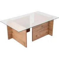 Skye Decor , Vetrino - Atlantic Pine, table basse, 100 % verre trempé, pin atlantique, 105 x 65 x 40 cm