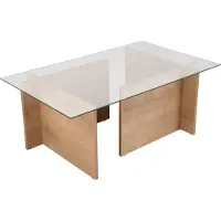 Skye Decor , Vetrino - Honey Oak, table basse, 100 % verre trempé, chêne miel, 105 x 65 x 40 cm