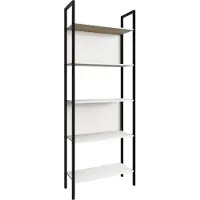 Hioshop Bois, Métal, Rangement, Stand, Étagère, Bibliothèque, Déco, Livres, Étagère Sur Pied, Flakos, 5