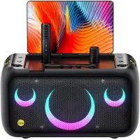 Ikarao Haut-parleur Karaoké portable 800 W BT WiFi Écran tactile 13,3 pouces 2 micros